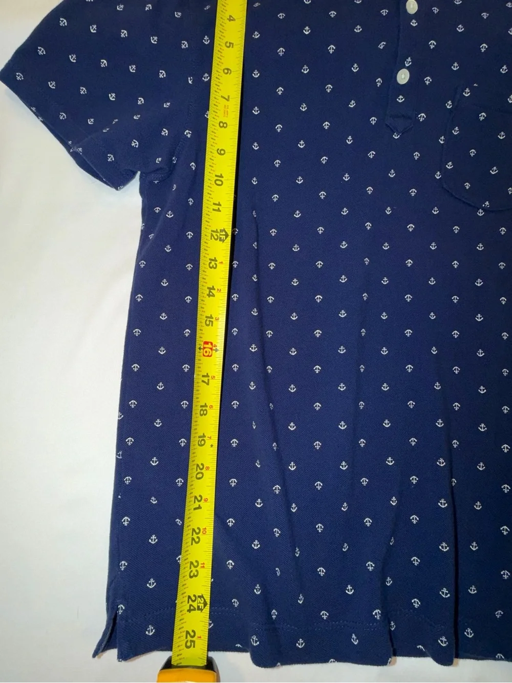 Banana Republic Navy Polo with White Anchor Print